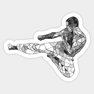 Side Kick Martial Arts Geometric Sketch Art Sticker